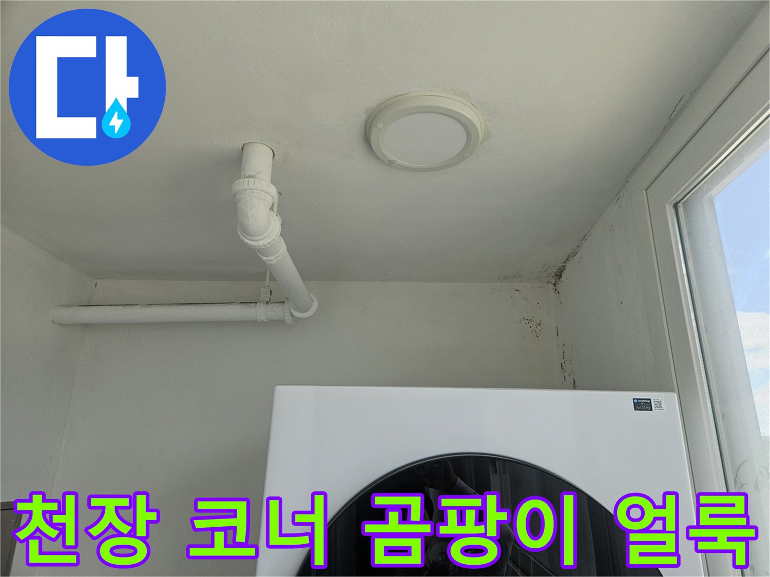 배관 주변-벽면 모서리 곰팡이 발생 부위