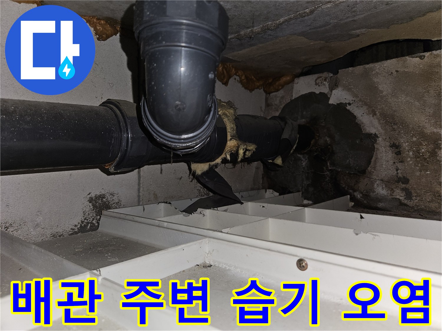 배관-주변에-발견된-물샘-흔적과-오염