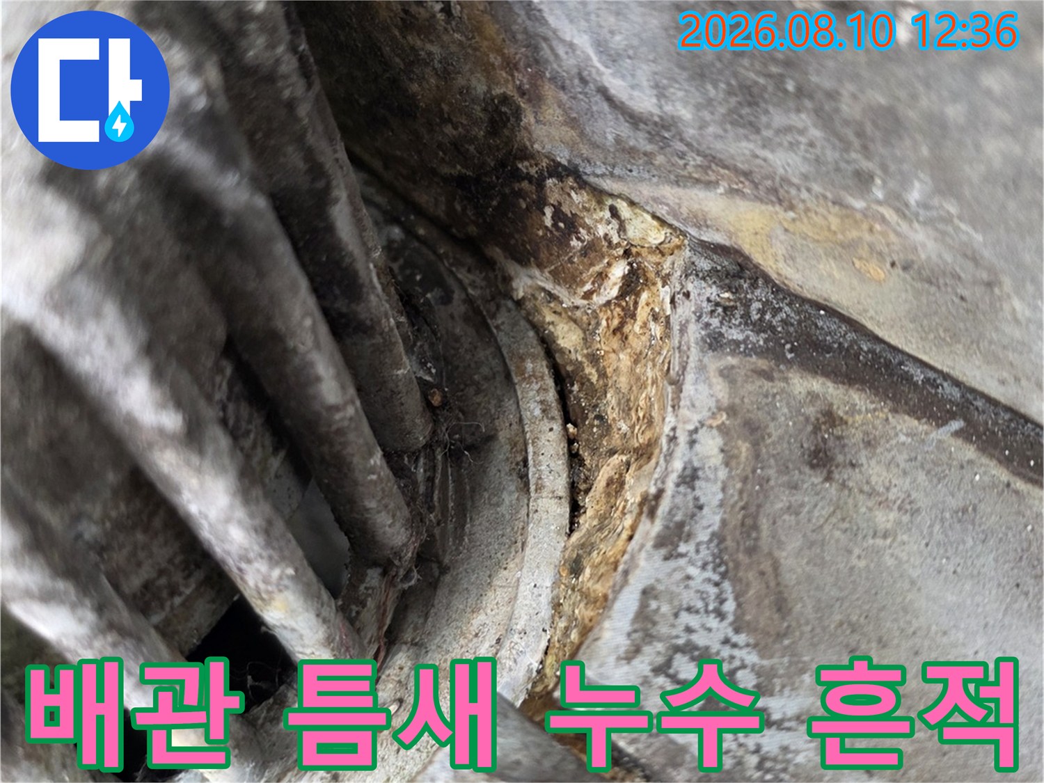 장안동 아파트-배관 접합 부위의 습기 및 오염 상태