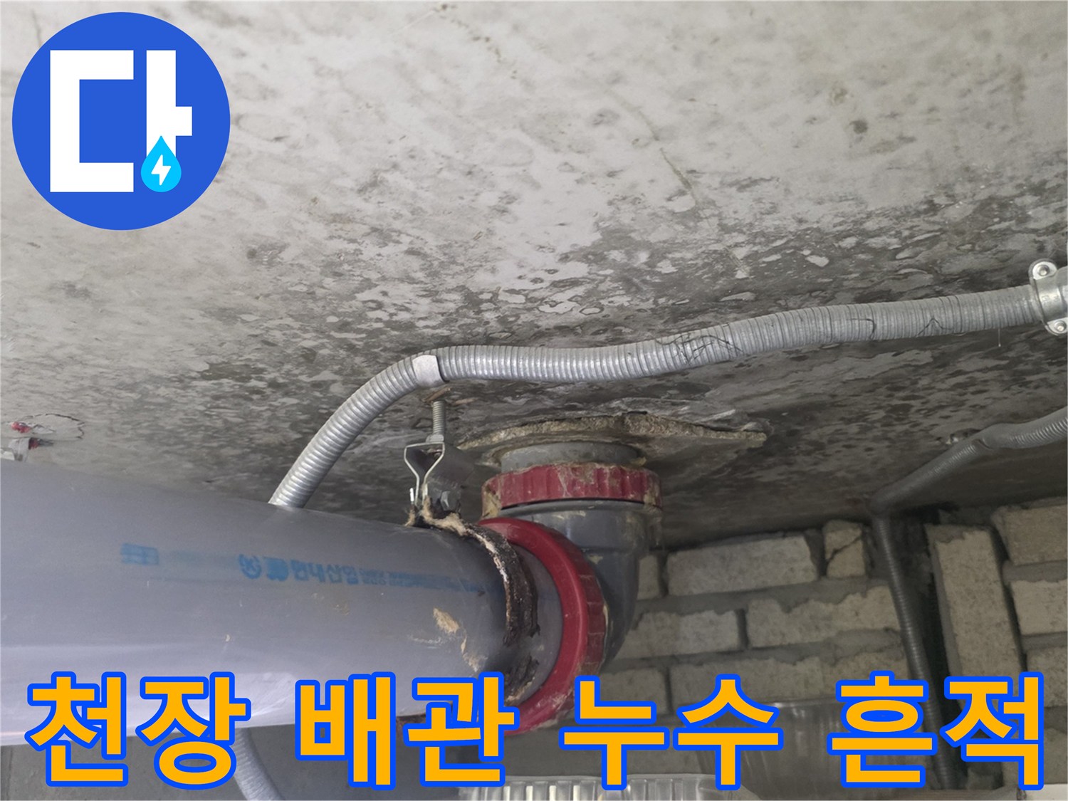천장-슬라브-배관-주변-습기-및-얼룩-상태