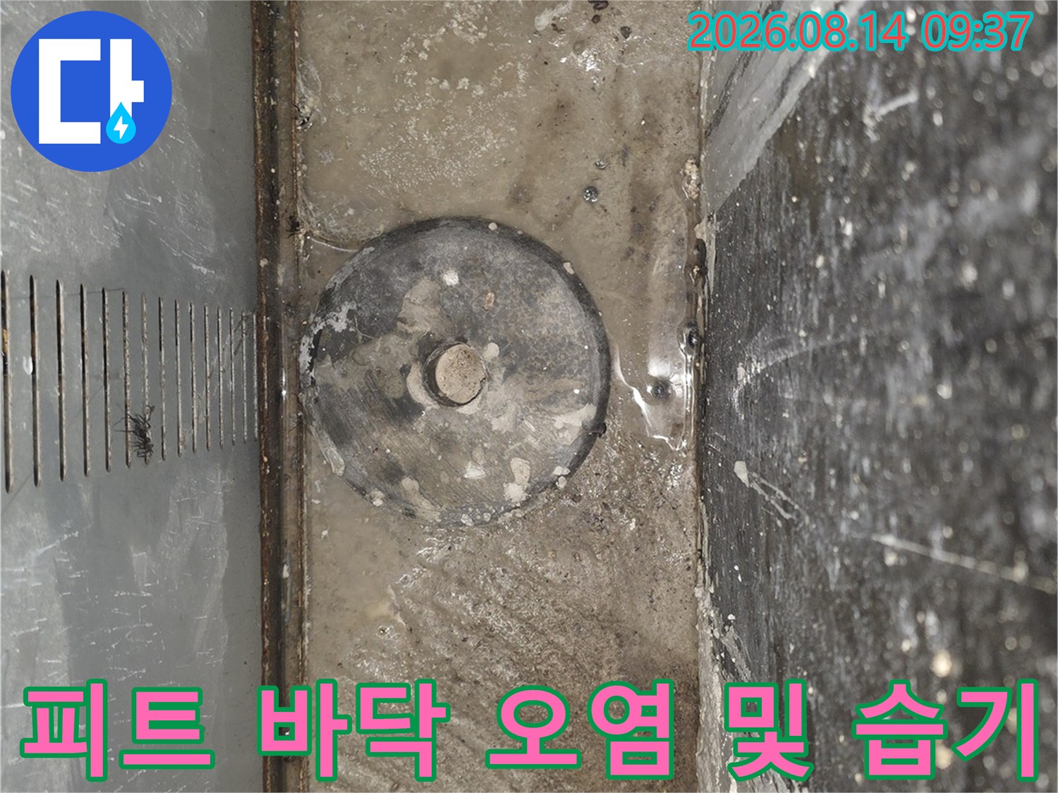 엘리베이터-피트-하부-바닥의-습기와-오염된-상태