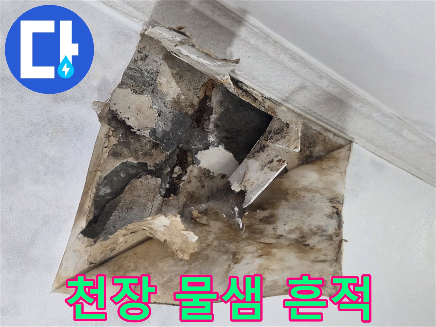 광명 하안동 아파트-천장 누수로 인한 얼룩과 곰팡이 상태