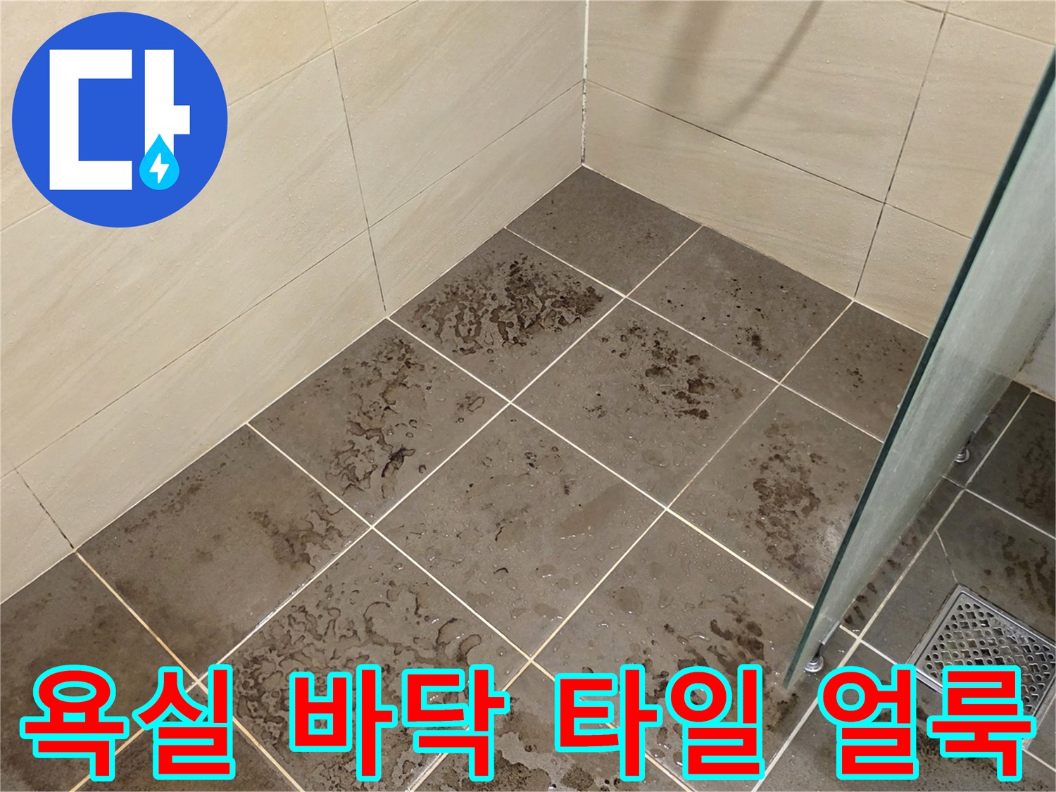 물기가 배어 나온 듯한 어두운 색의 욕실 타일