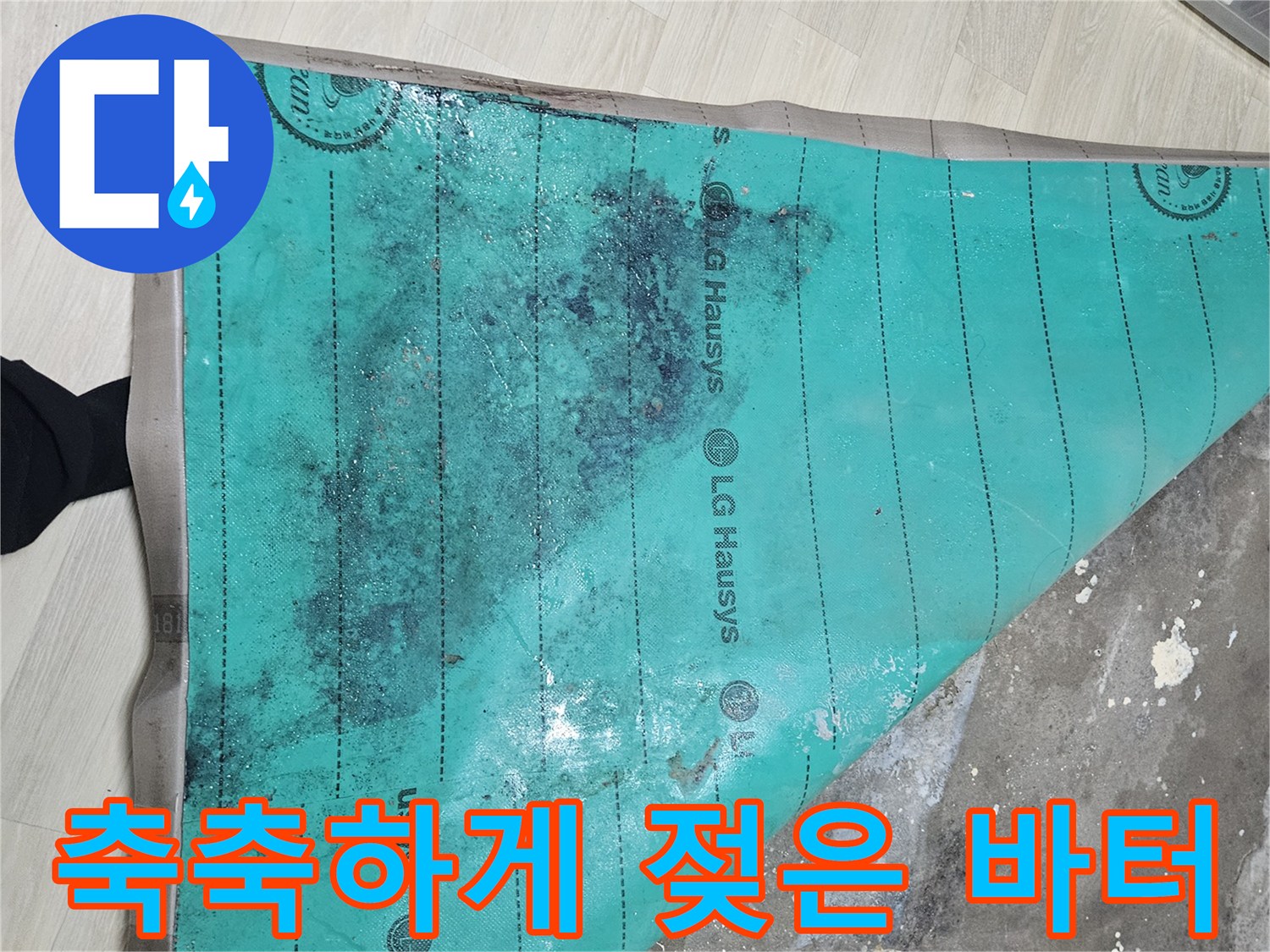 물기가-스며든-바닥재의-얼룩진-모습
