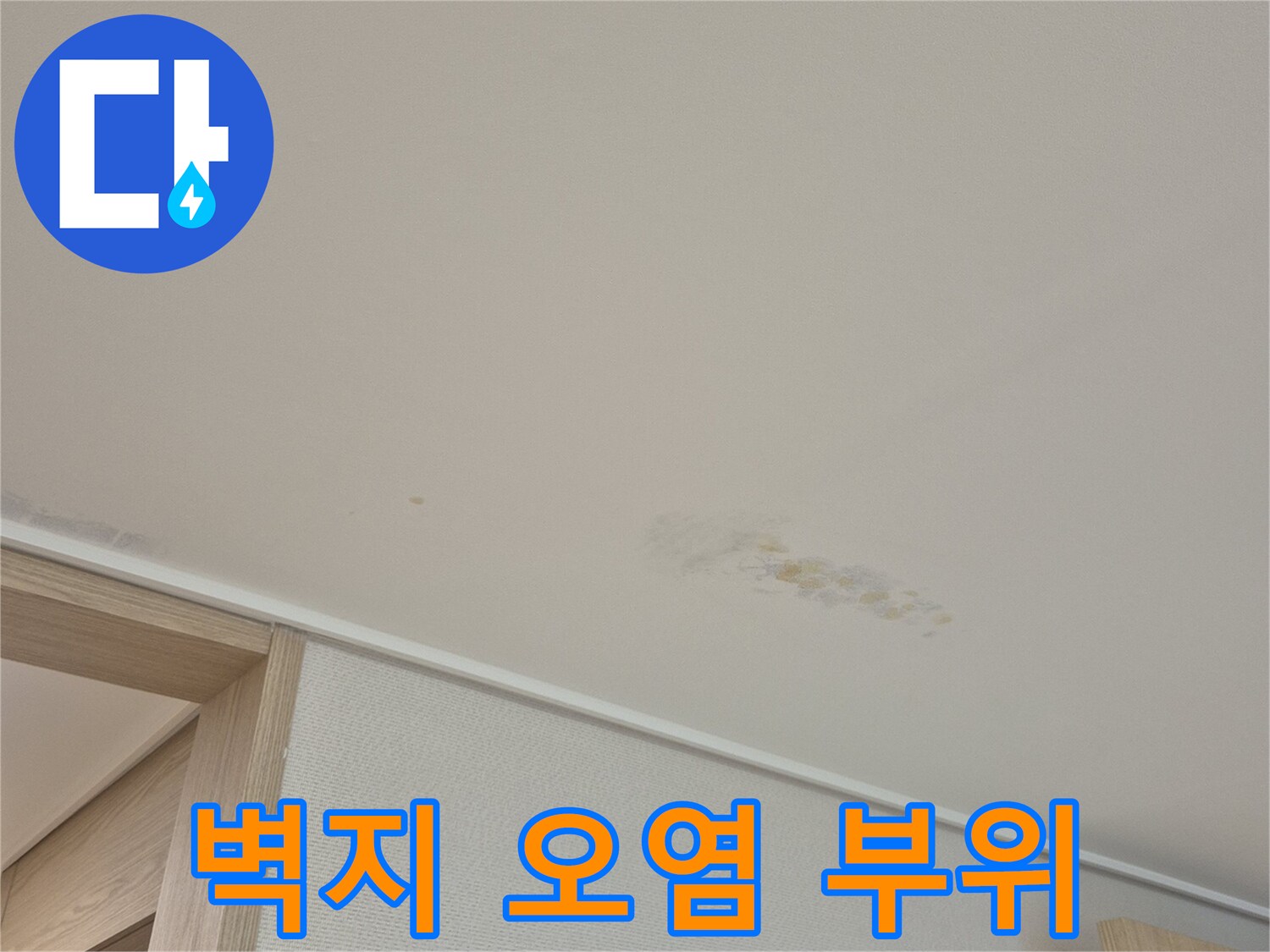 습기로 인해 변색된 천장 마감재 상태