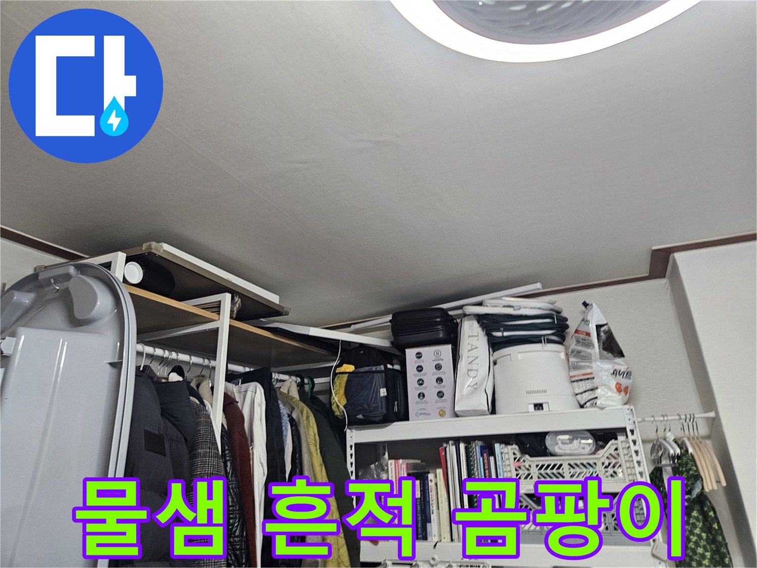 벽면 하단부의 습기 및 곰팡이 발생 부위