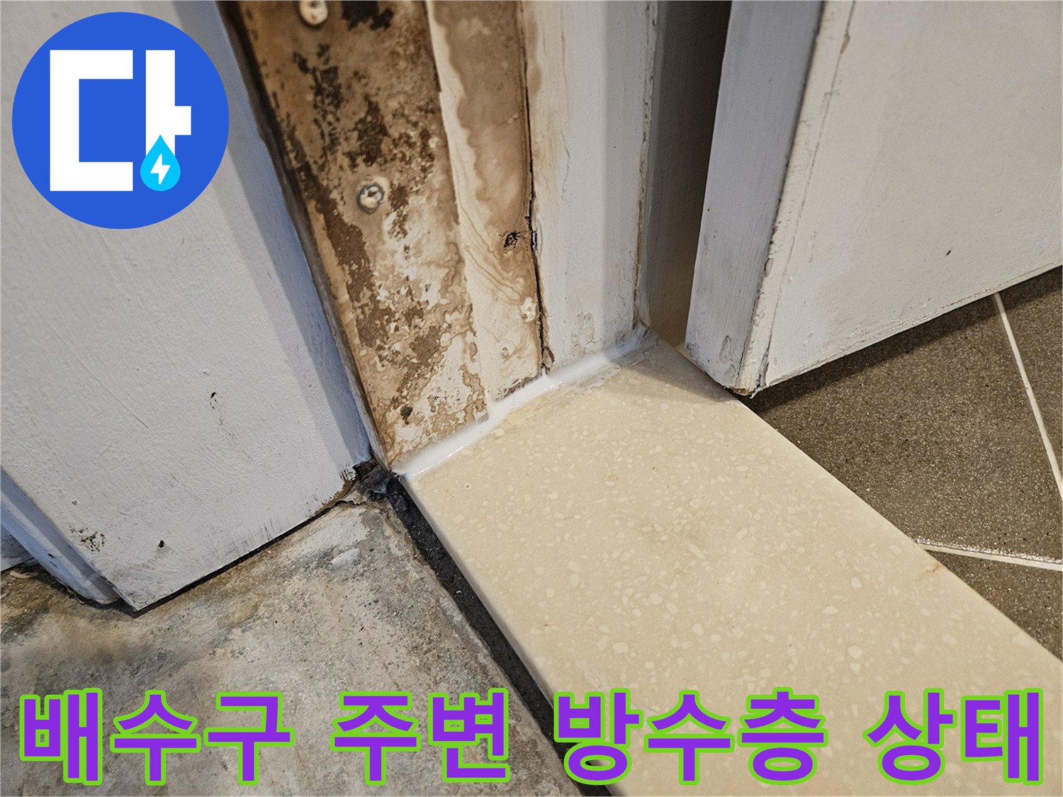 욕실-배수구-유가-주변의-노후된-방수층-상태-사진