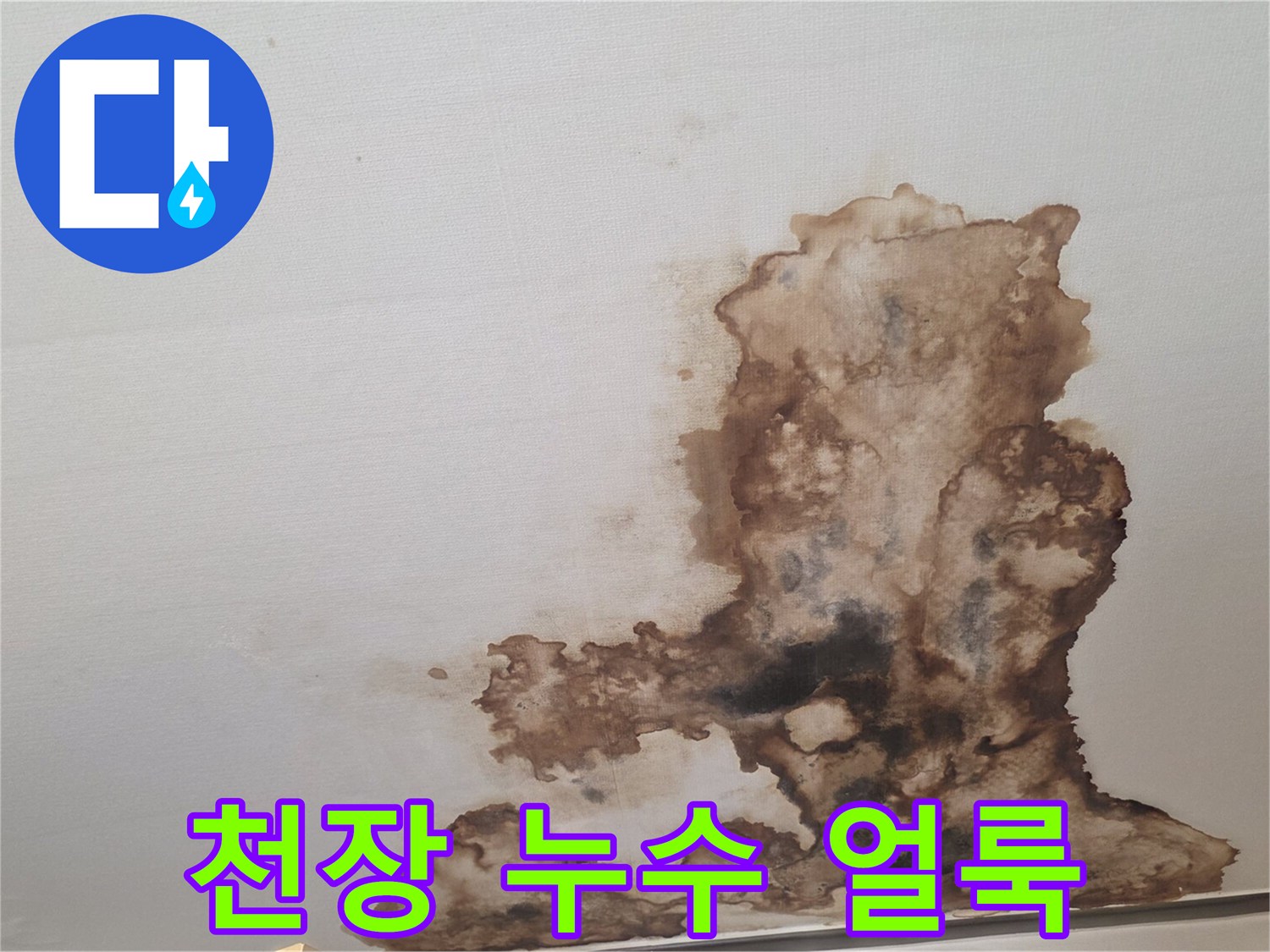서초구 양재동 현장의 천장 누수 변색 흔적