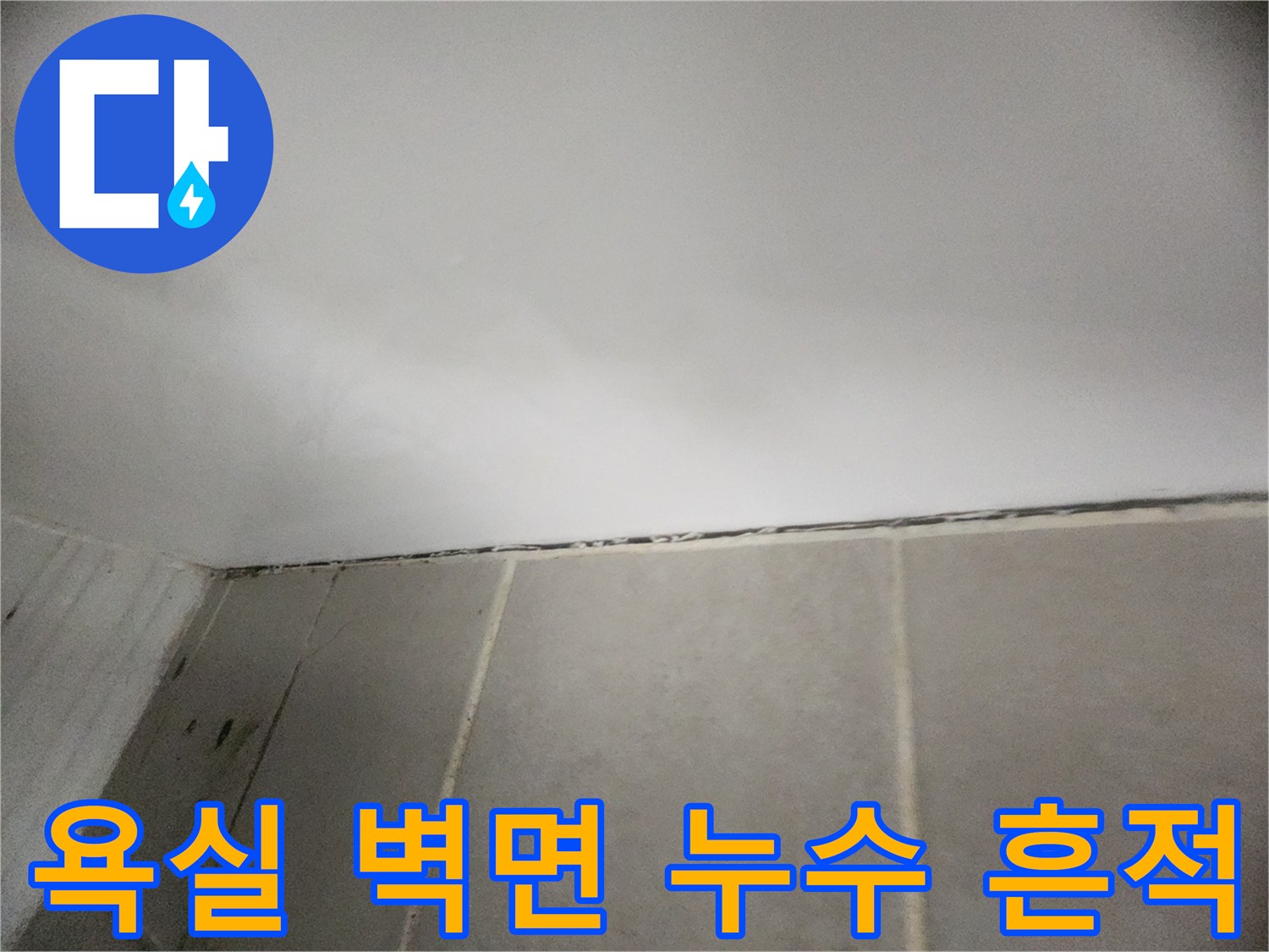 화장실 타일 상단부-천장 접합 부위의 습기 침투 현상